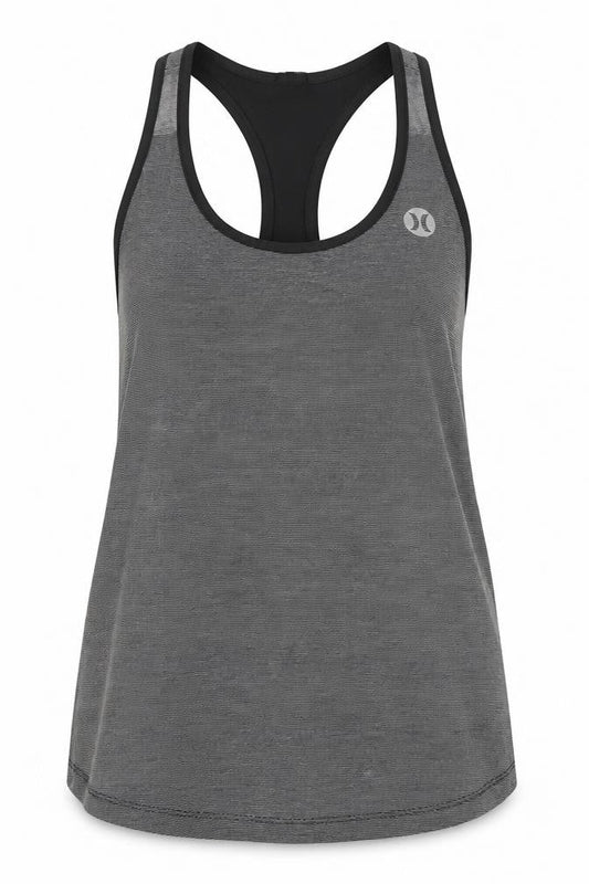 Hurley Women’s Grey Striped Racerback Tank Top XL Athletic Activewear