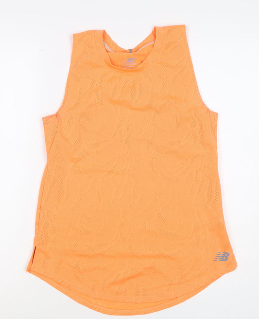 New Balance Women Orange S Geometric Mesh Running Tank Top