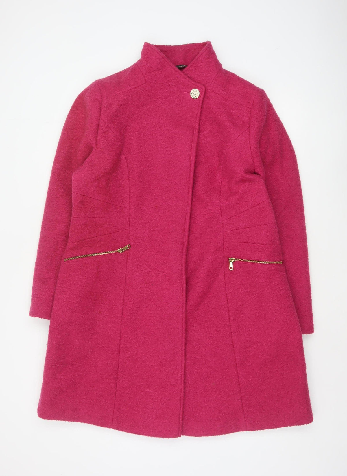 Bonmarché Women’s Pink Size 16 Mid-Length Overcoat Zip Pockets