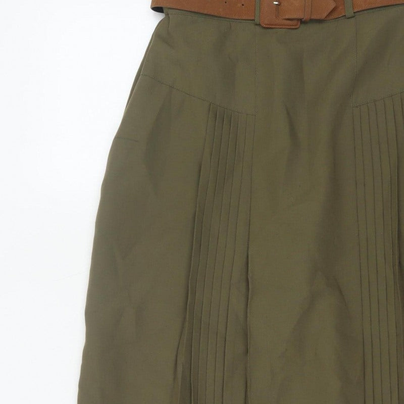 Richards Women’s Green UK 14 Long Pleated Belted Skirt