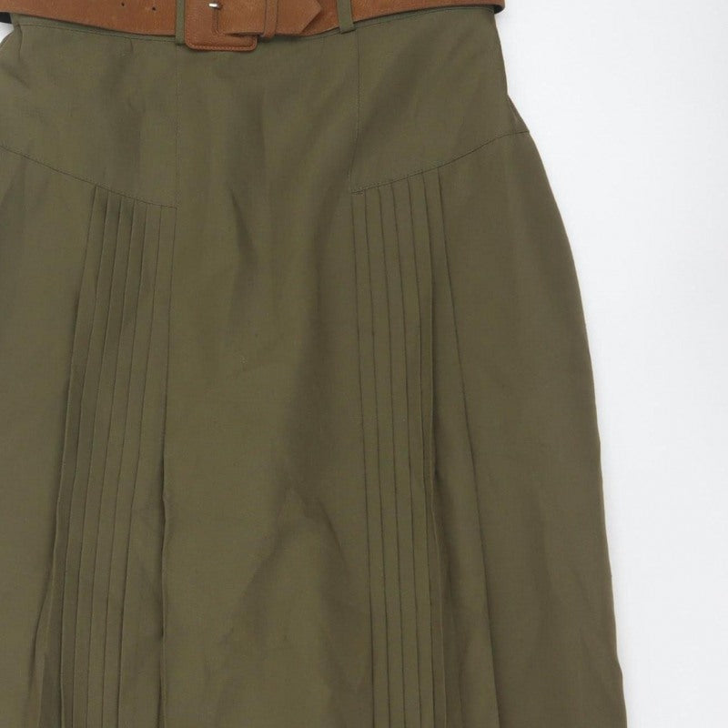 Richards Women’s Green UK 14 Long Pleated Belted Skirt