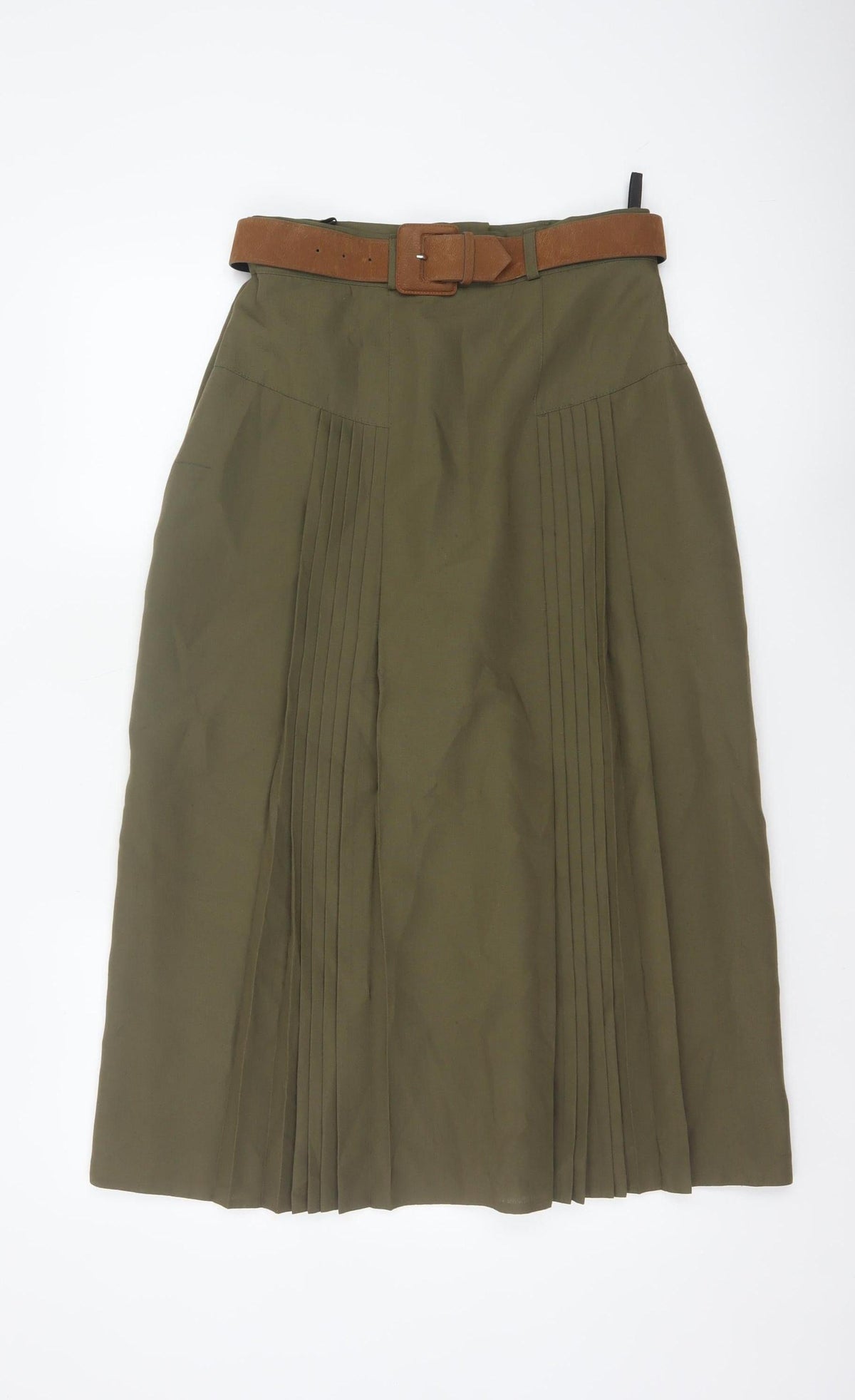 Richards Women’s Green UK 14 Long Pleated Belted Skirt