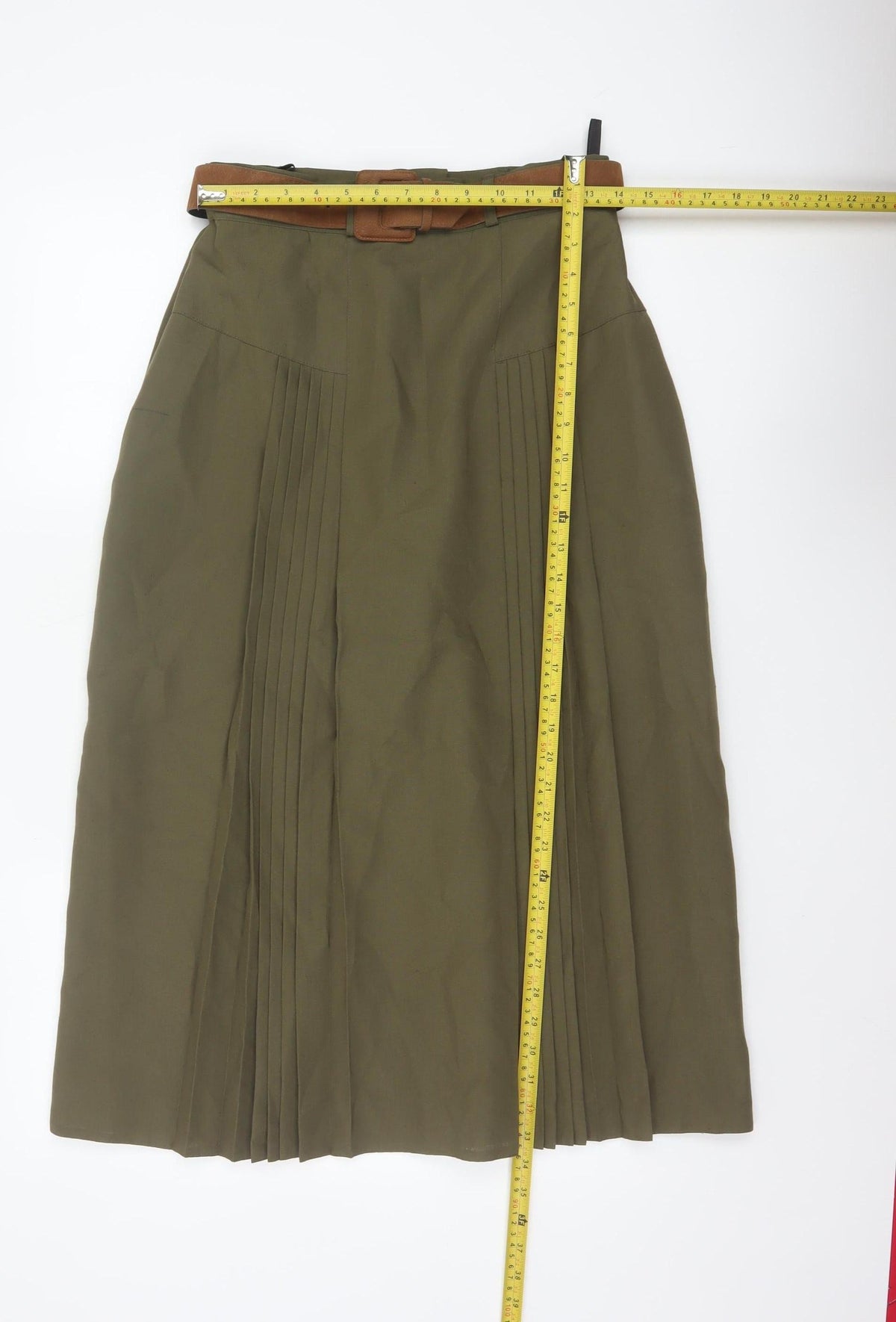 Richards Women’s Green UK 14 Long Pleated Belted Skirt