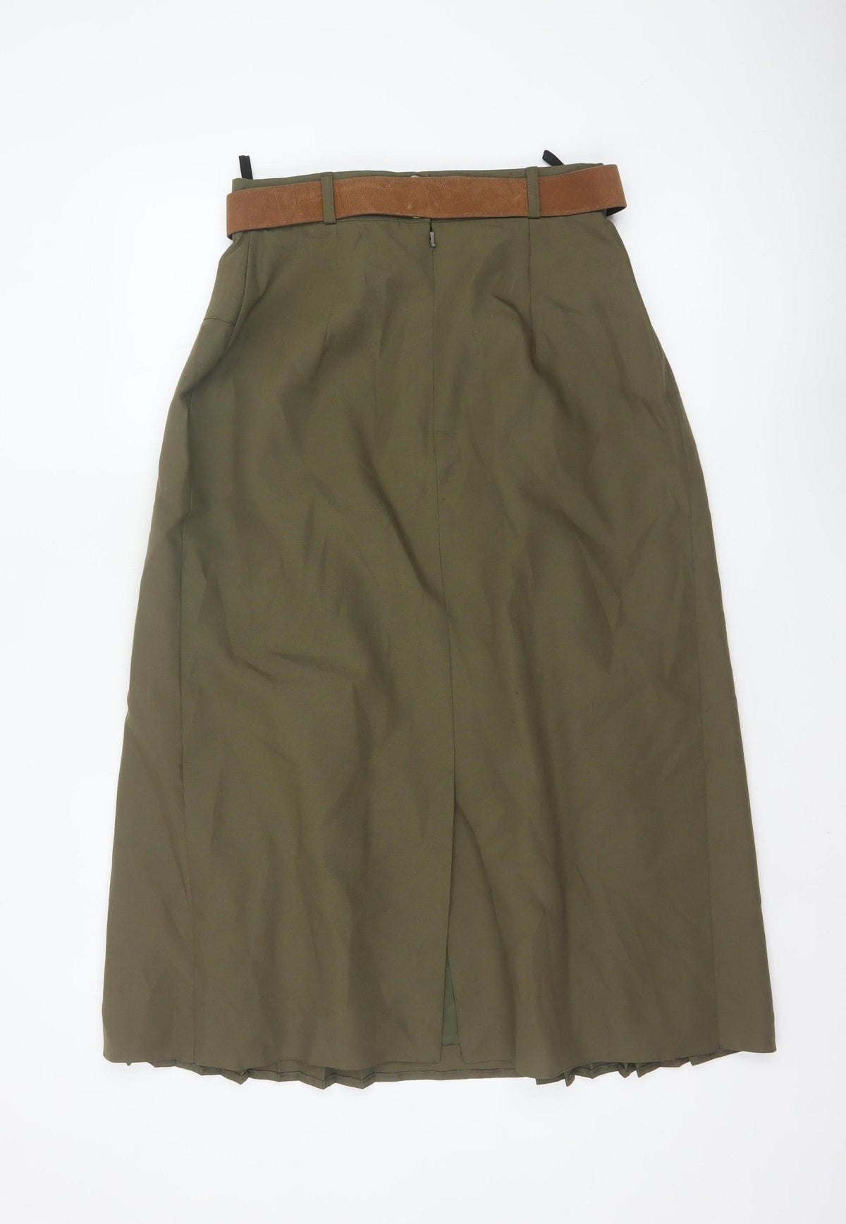 Richards Women’s Green UK 14 Long Pleated Belted Skirt