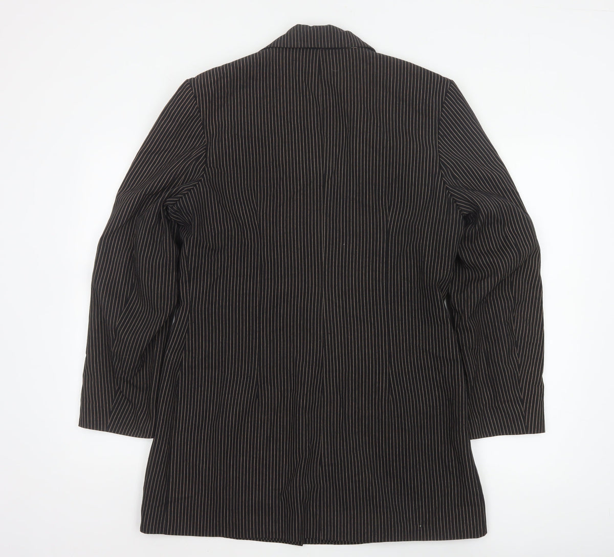 New Look Women’s Brown Pinstripe Blazer Size 14 Long Lined Workwear