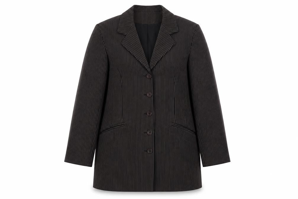 New Look Women’s Brown Pinstripe Blazer Size 14 Long Lined Workwear