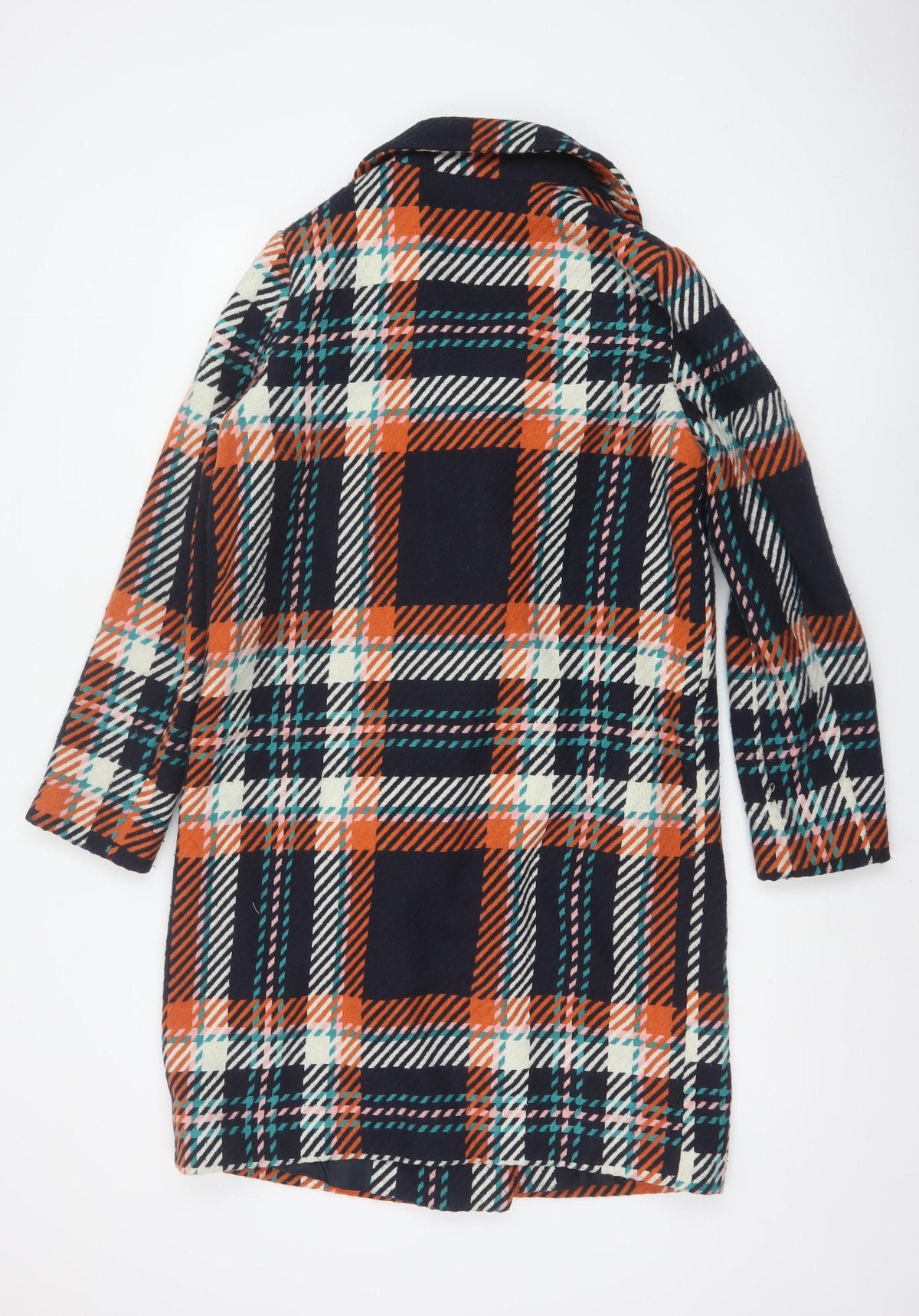 Next Women’s Multicoloured Plaid Pea Coat UK 10 Double-Breasted