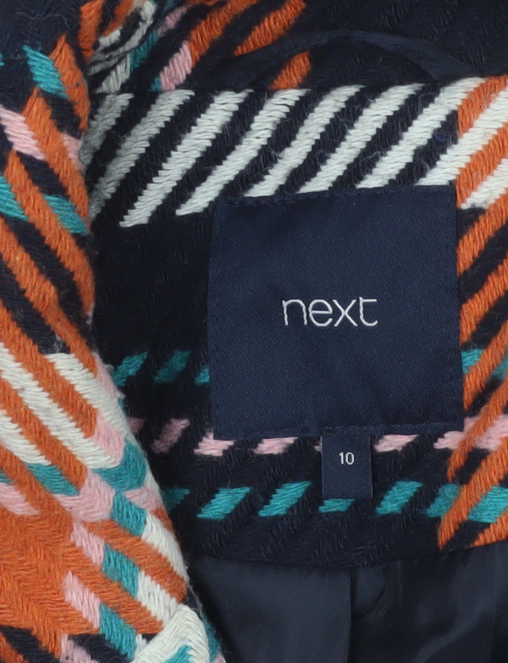 Next Women’s Multicoloured Plaid Pea Coat UK 10 Double-Breasted