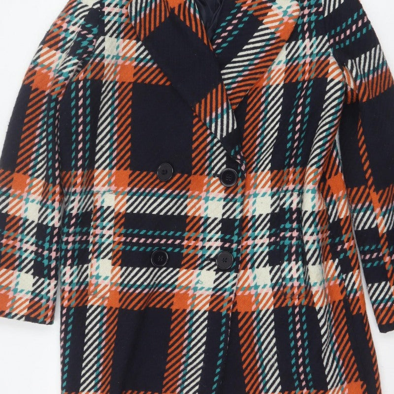 Next Women’s Multicoloured Plaid Pea Coat UK 10 Double-Breasted
