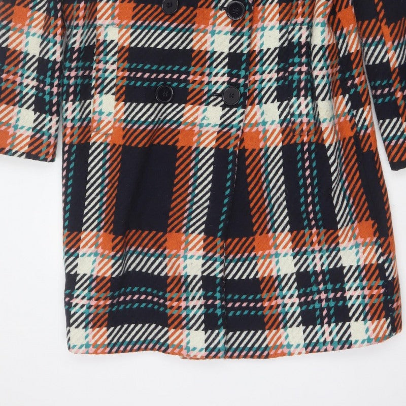 Next Women’s Multicoloured Plaid Pea Coat UK 10 Double-Breasted