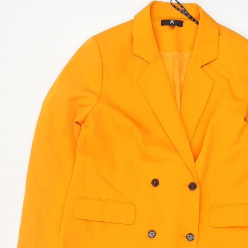 M Women’s Orange UK 14 Double-Breasted Blazer Smart Tailored Jacket