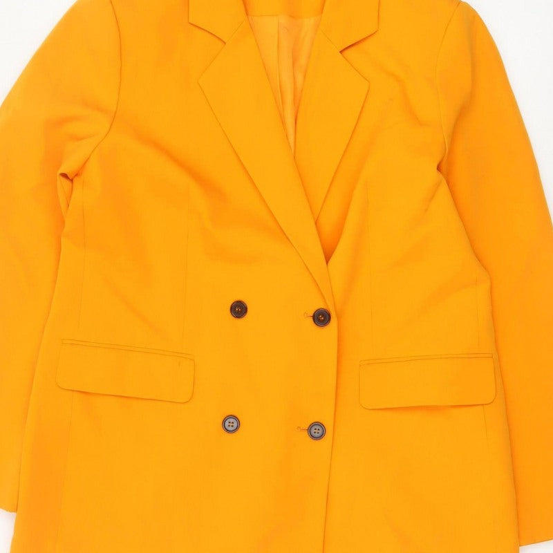 M Women’s Orange UK 14 Double-Breasted Blazer Smart Tailored Jacket