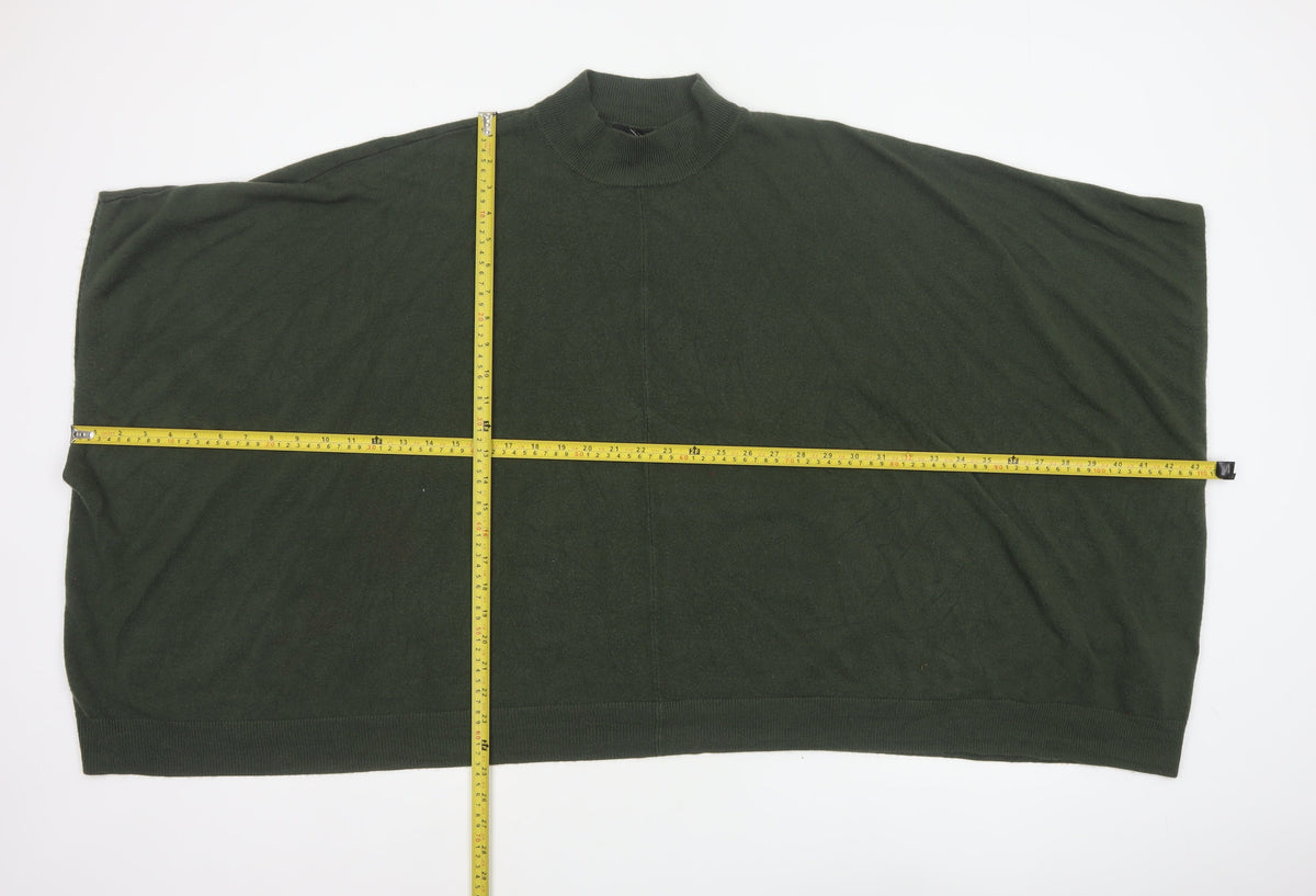 Forever 21 Women Green L Oversized High Neck Dolman Sleeve Jumper