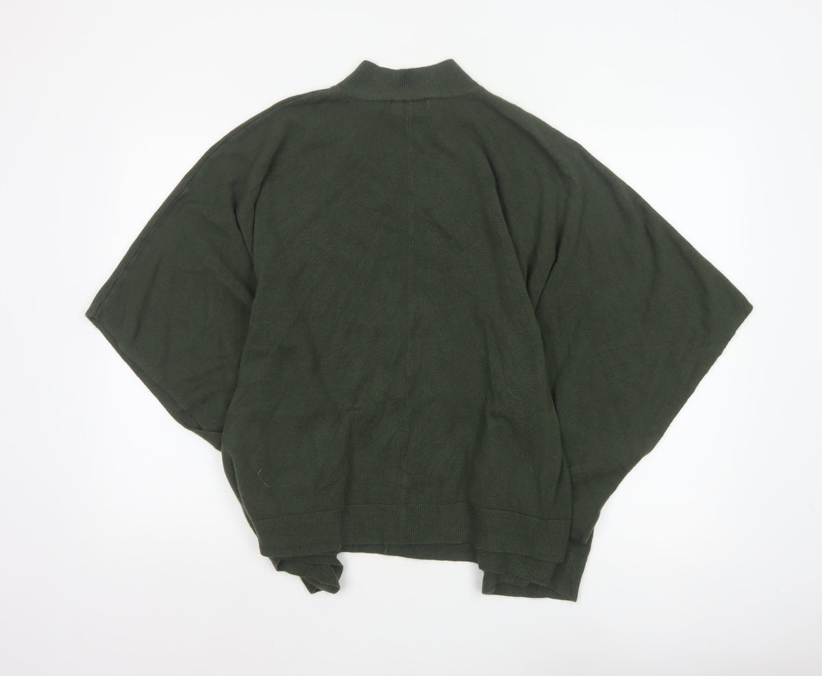 Forever 21 Women Green L Oversized High Neck Dolman Sleeve Jumper
