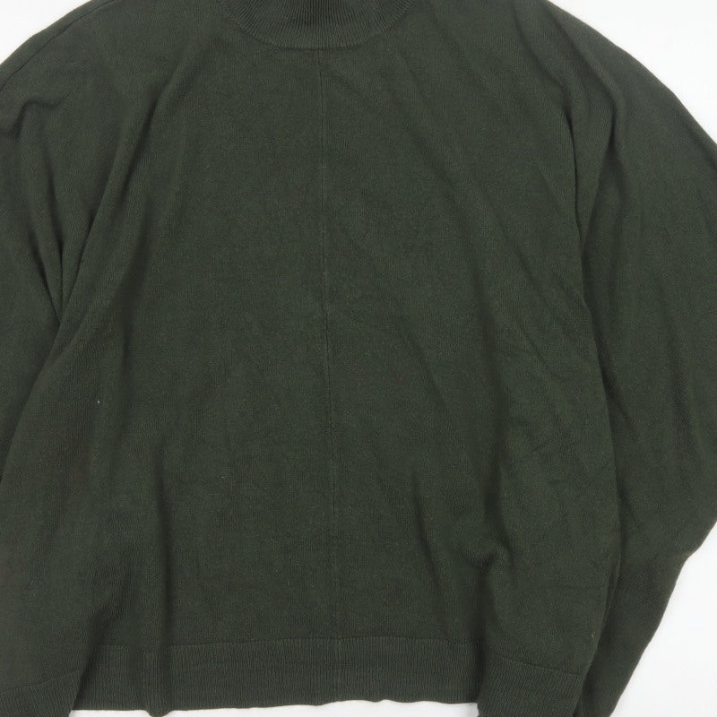 Forever 21 Women Green L Oversized High Neck Dolman Sleeve Jumper
