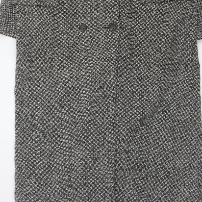 Etam Women's Grey UK 14 Long Double-Breasted Tweed Overcoat