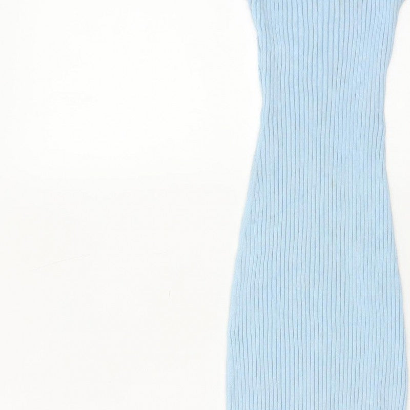 Glassons Women Blue XS Ribbed Knit Maxi Bodycon Sleeveless Dress
