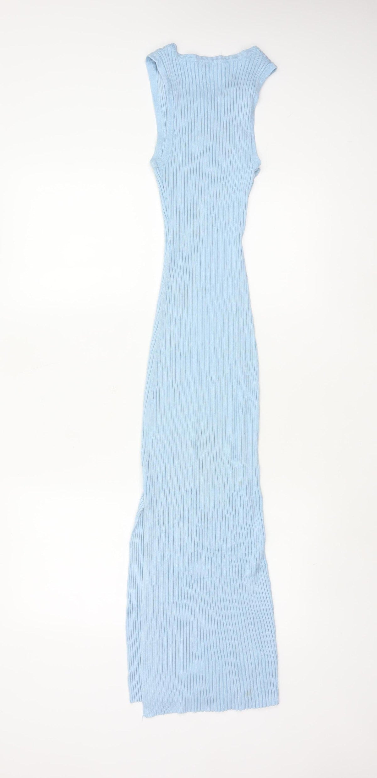 Glassons Women Blue XS Ribbed Knit Maxi Bodycon Sleeveless Dress