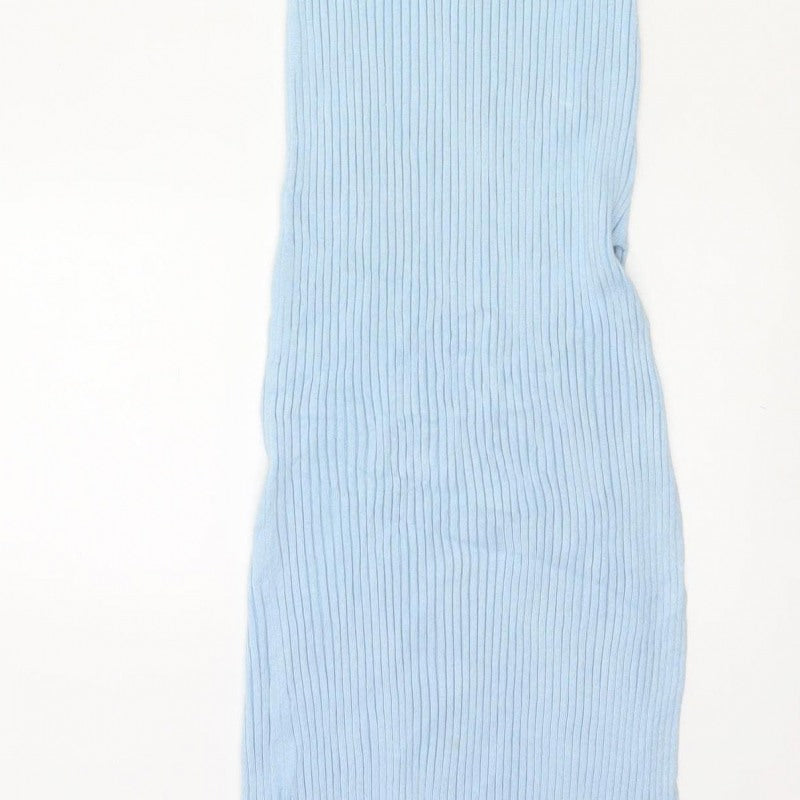 Glassons Women Blue XS Ribbed Knit Maxi Bodycon Sleeveless Dress