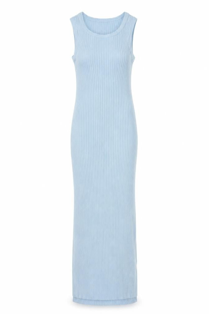 Glassons Women Blue XS Ribbed Knit Maxi Bodycon Sleeveless Dress