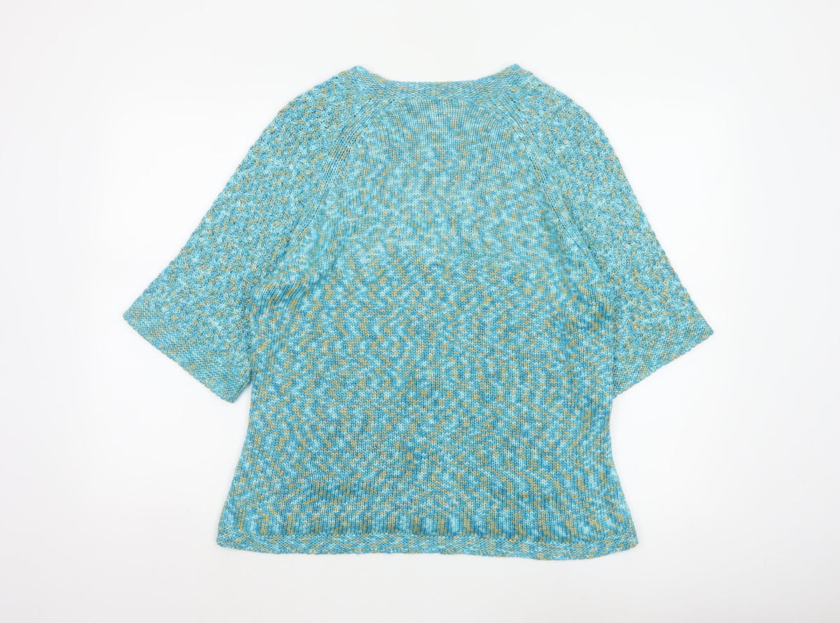 Per Una Women’s Blue Marl XL V-Neck Button 3/4 Sleeve Cardigan