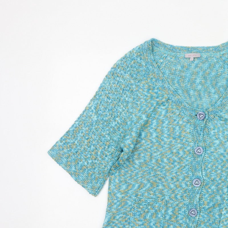 Per Una Women’s Blue Marl XL V-Neck Button 3/4 Sleeve Cardigan