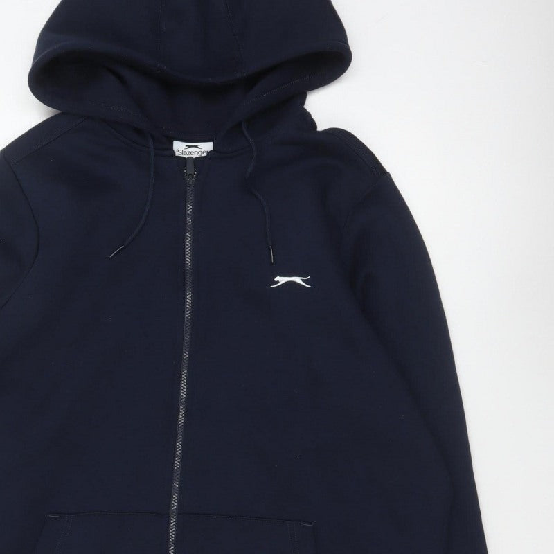 Slazenger Men’s Blue XL Full Zip Logo Hoodie Fleece Drawstring