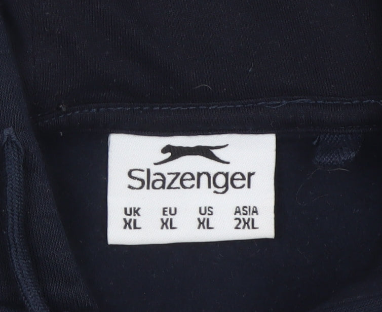 Slazenger Men’s Blue XL Full Zip Logo Hoodie Fleece Drawstring