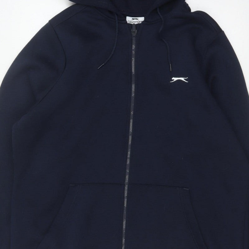 Slazenger Men’s Blue XL Full Zip Logo Hoodie Fleece Drawstring