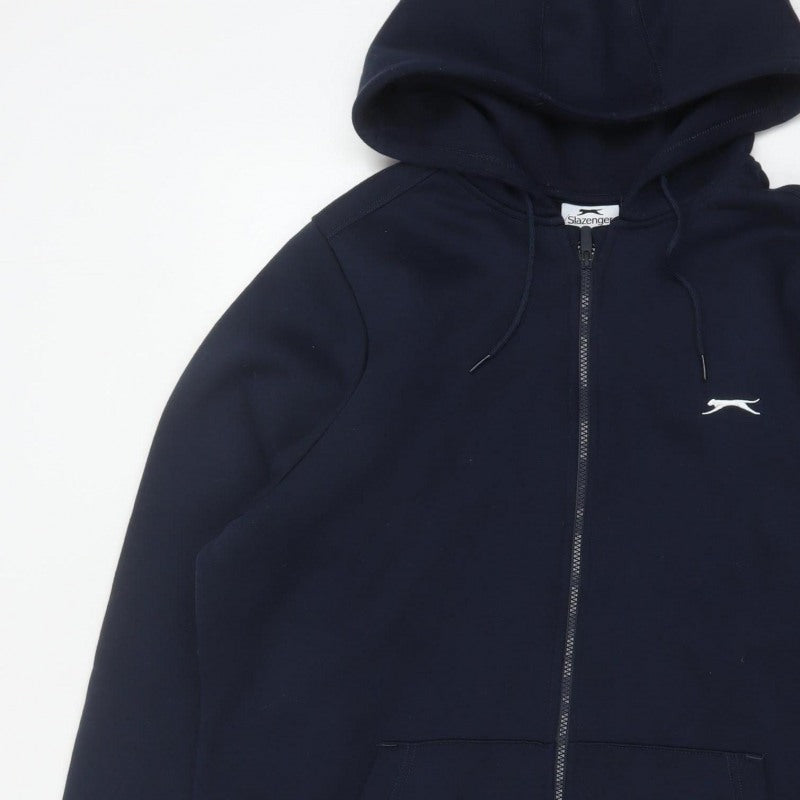 Slazenger Men’s Blue XL Full Zip Logo Hoodie Fleece Drawstring