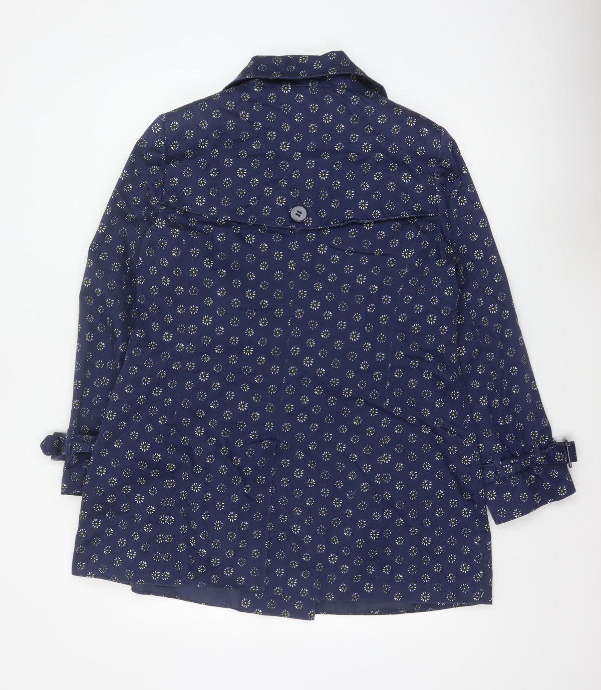 Per Una Women's Blue Floral Trench Coat Size 16 Cotton