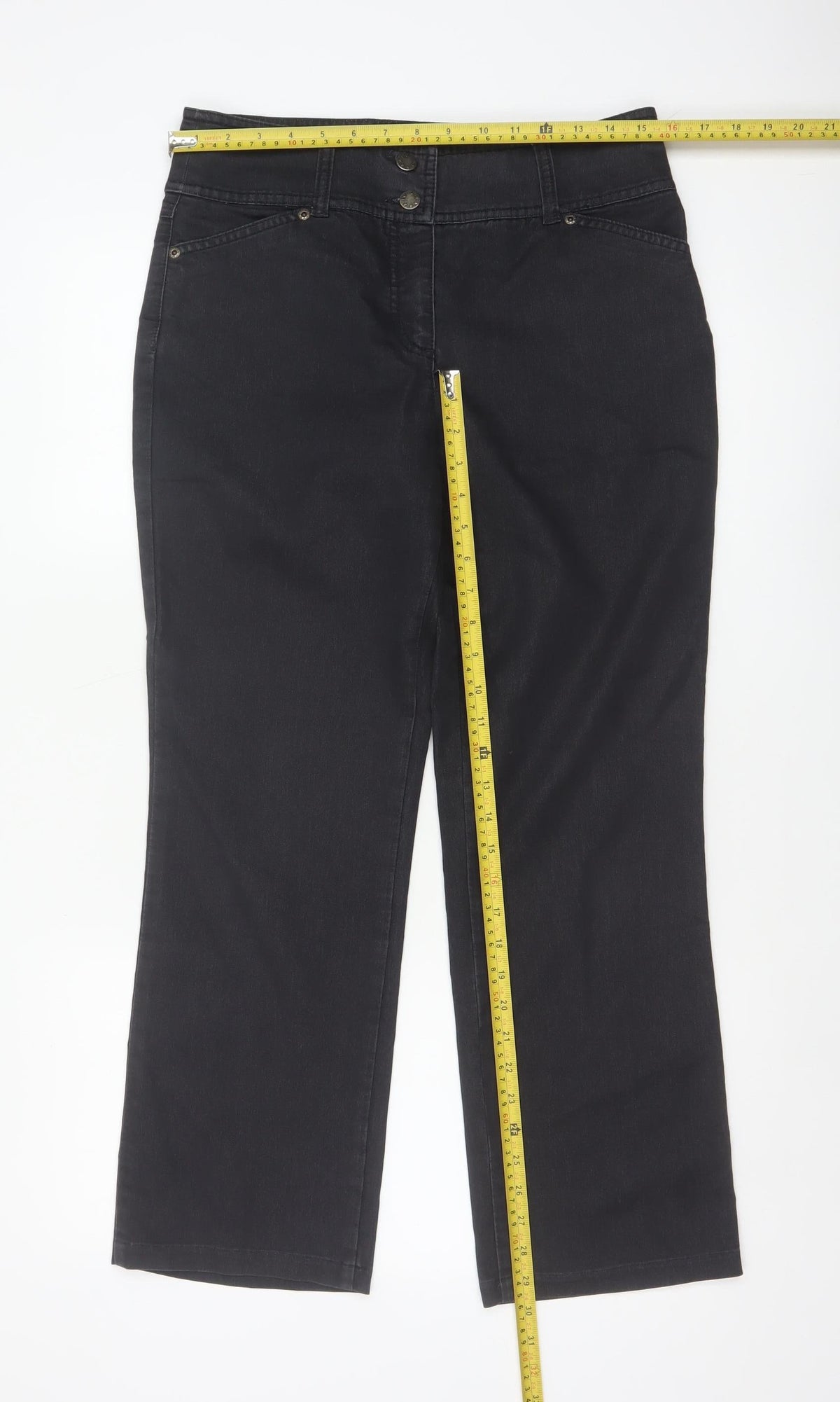 Per Una Women’s Black UK 10 High Rise Bootcut Stretch Jeans