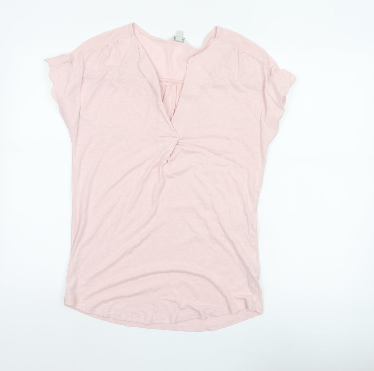 Monsoon Women Pink S Linen Blend Wrap V-Neck Cap Sleeve Top