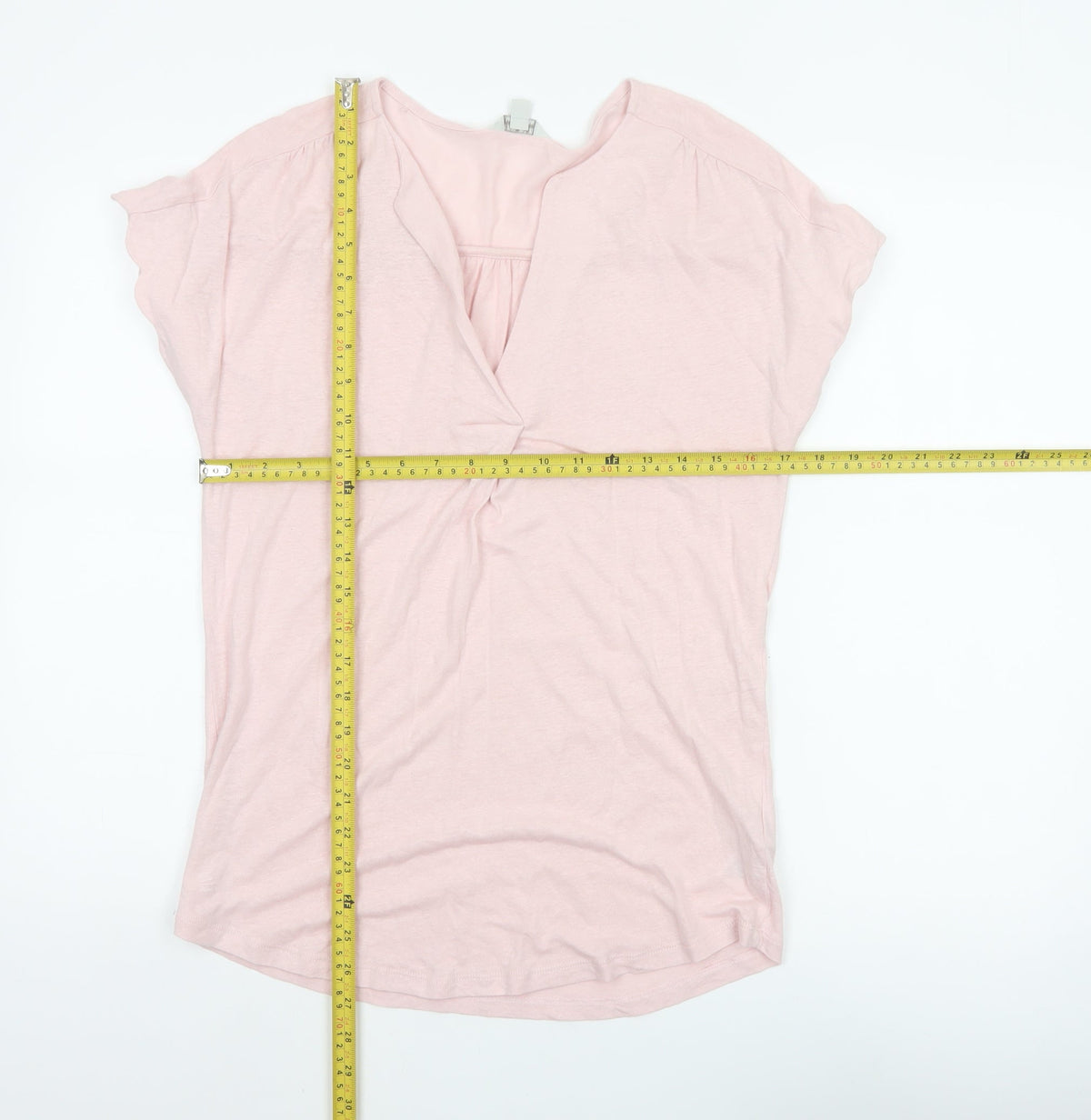 Monsoon Women Pink S Linen Blend Wrap V-Neck Cap Sleeve Top