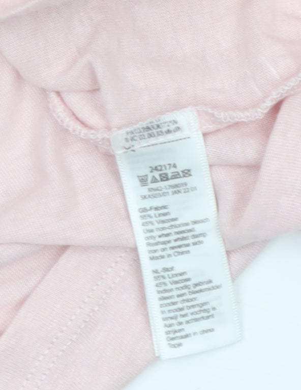 Monsoon Women Pink S Linen Blend Wrap V-Neck Cap Sleeve Top