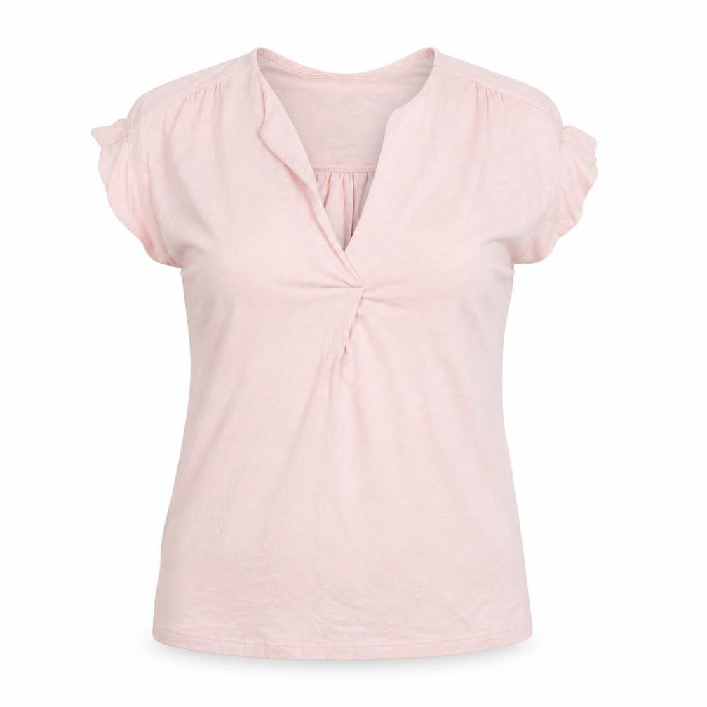 Monsoon Women Pink S Linen Blend Wrap V-Neck Cap Sleeve Top
