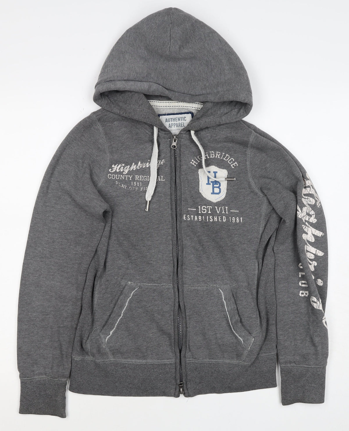 Authentic Apparel Women’s Grey Size 8 Full Zip College Hoodie