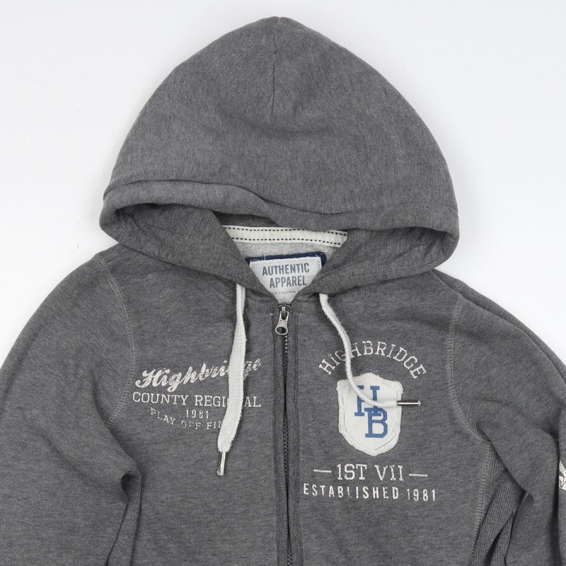 Authentic Apparel Women’s Grey Size 8 Full Zip College Hoodie