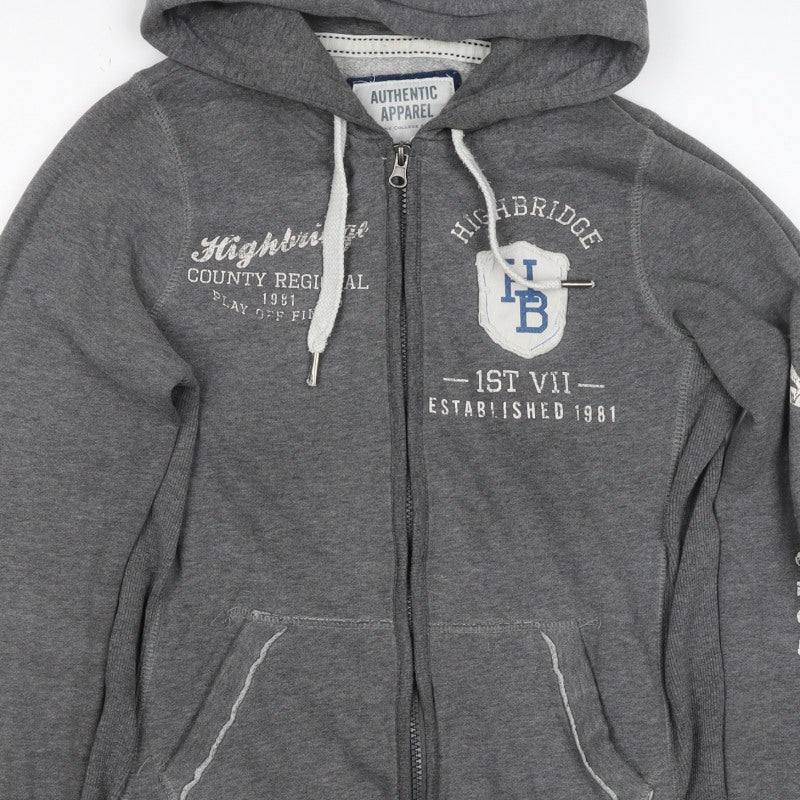 Authentic Apparel Women’s Grey Size 8 Full Zip College Hoodie