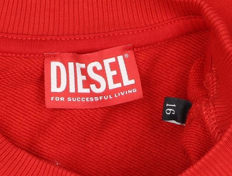 Diesel Women’s Red Size 16 Logo Raglan Crew Neck Sweatshirt