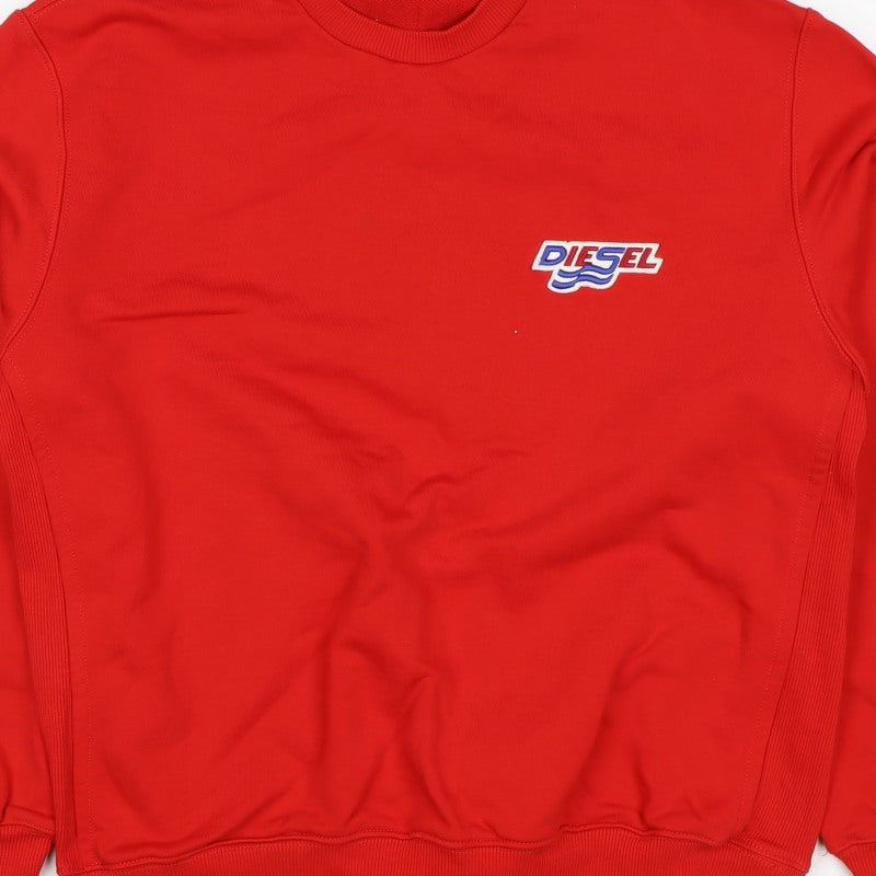 Diesel Women’s Red Size 16 Logo Raglan Crew Neck Sweatshirt