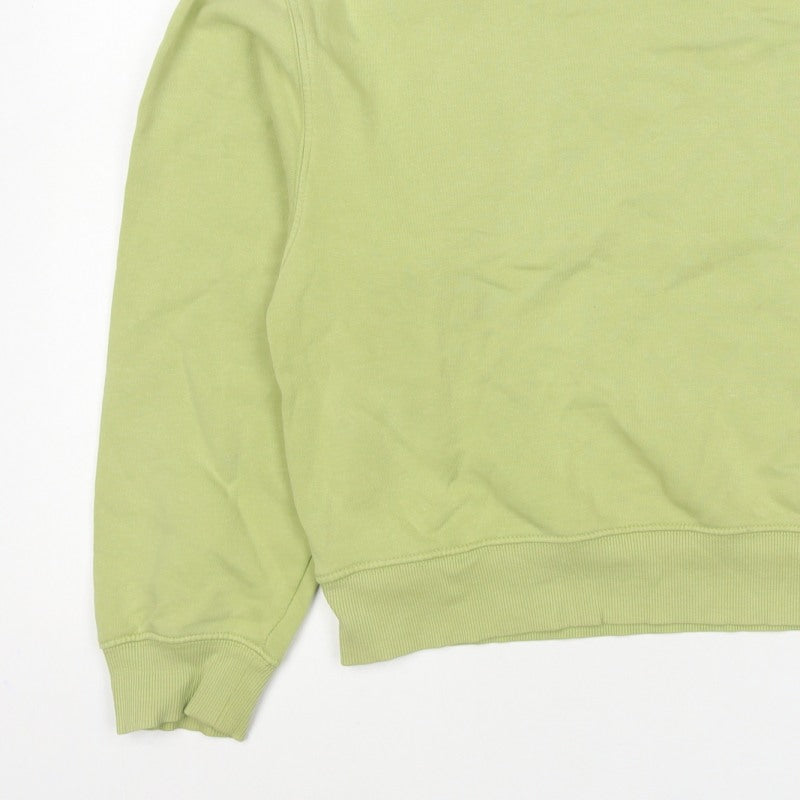 Pull&Bear Women's Green L Pullover Crew Neck Fleece Sweatshirt