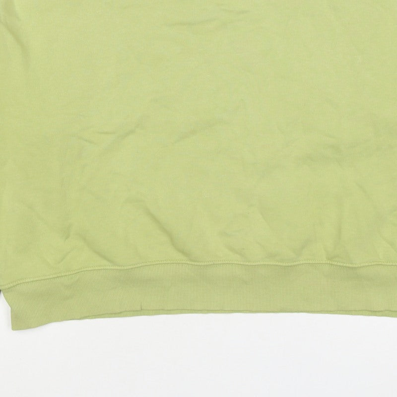 Pull&Bear Women's Green L Pullover Crew Neck Fleece Sweatshirt