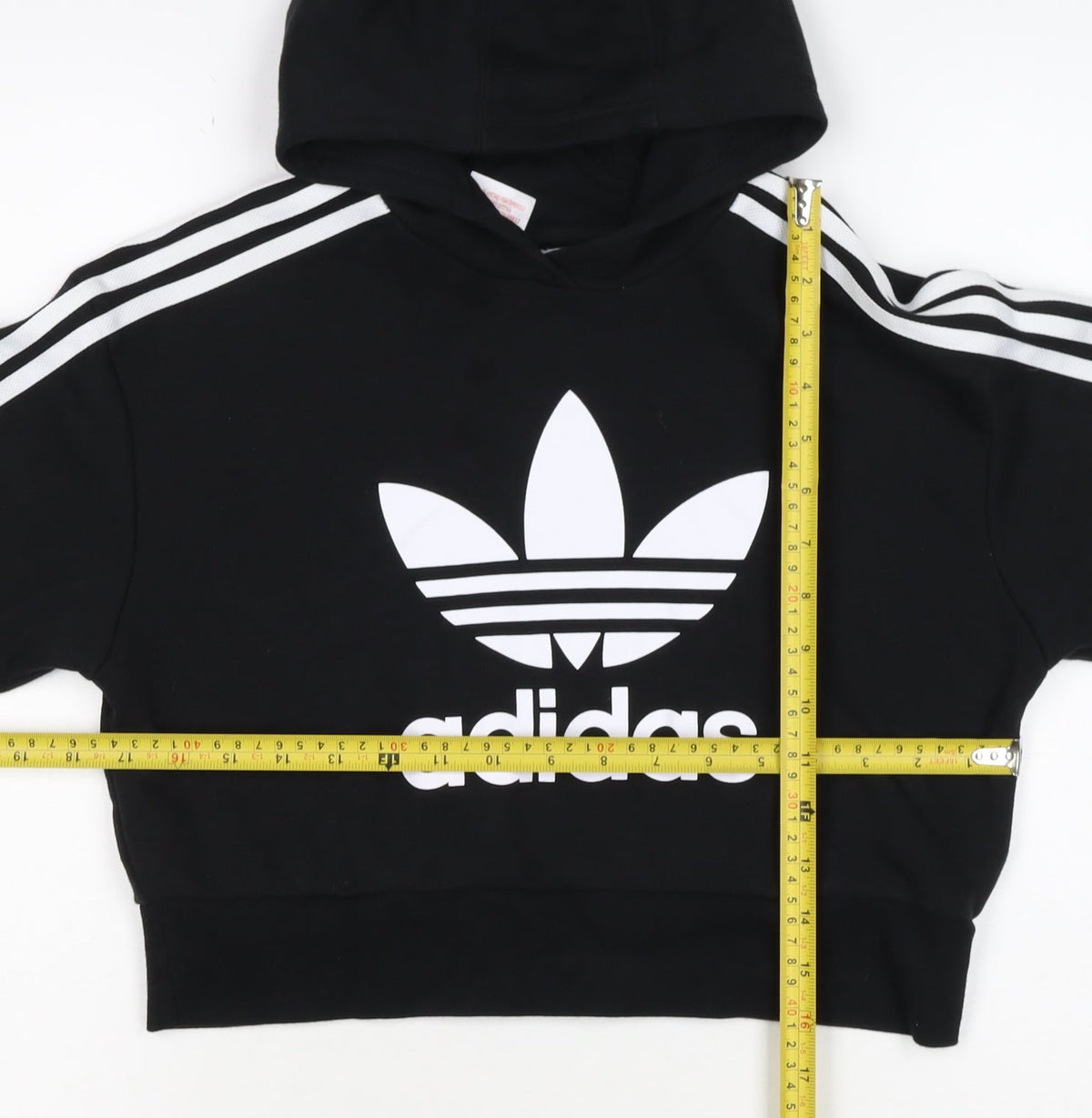 adidas Girls Black 11-12 Years Pullover Logo Hoodie 3 Stripe