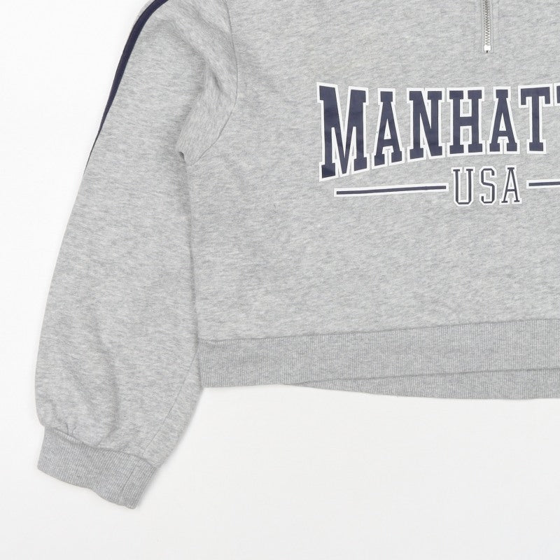H&M Divided Women’s Grey M Manhattan USA 1/4 Zip Sweatshirt