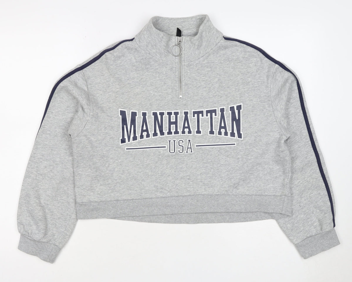 H&M Divided Women’s Grey M Manhattan USA 1/4 Zip Sweatshirt