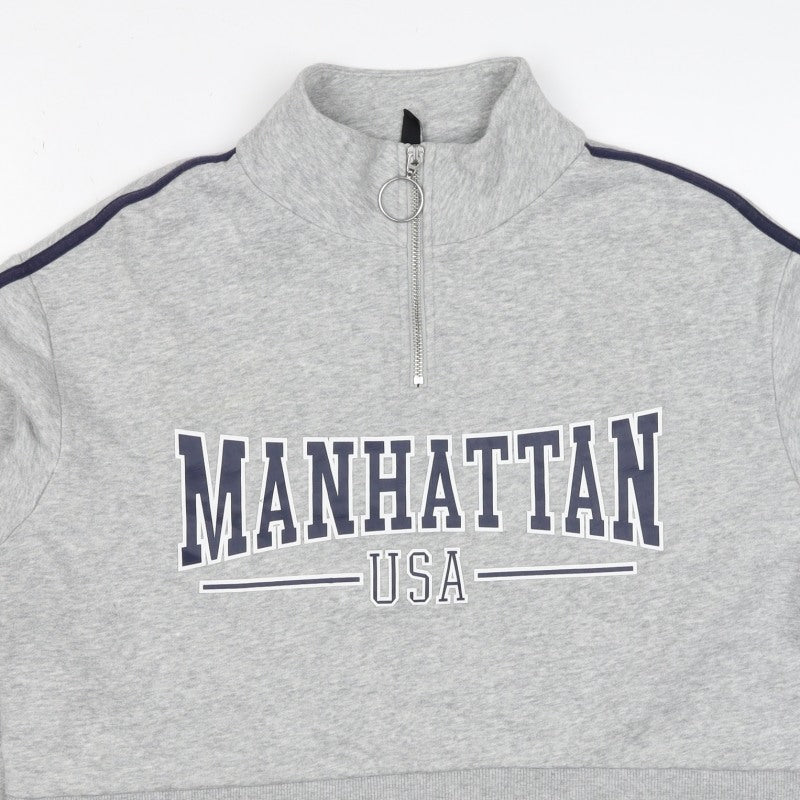 H&M Divided Women’s Grey M Manhattan USA 1/4 Zip Sweatshirt