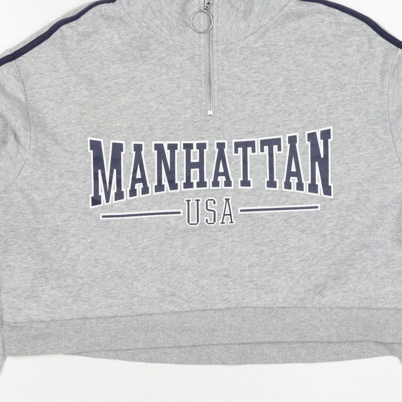 H&M Divided Women’s Grey M Manhattan USA 1/4 Zip Sweatshirt
