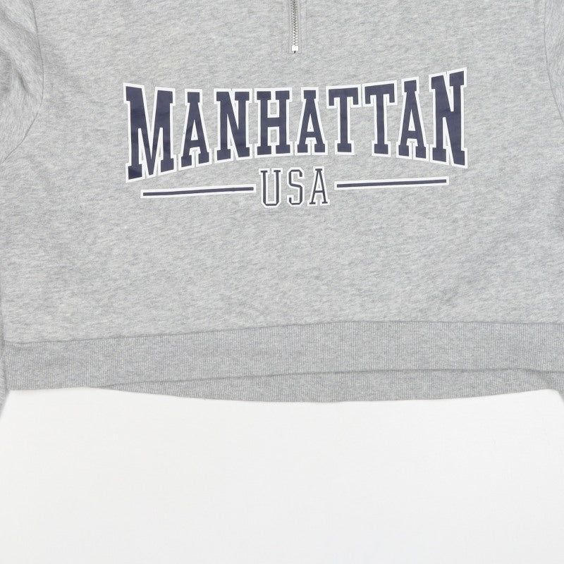 H&M Divided Women’s Grey M Manhattan USA 1/4 Zip Sweatshirt