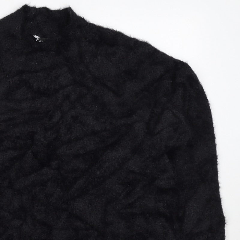 Peacocks Women Black XL Fluffy Open Knit Long Sleeve Cardigan